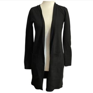 100% Merino Wool Women's Black Open Front Cardigan